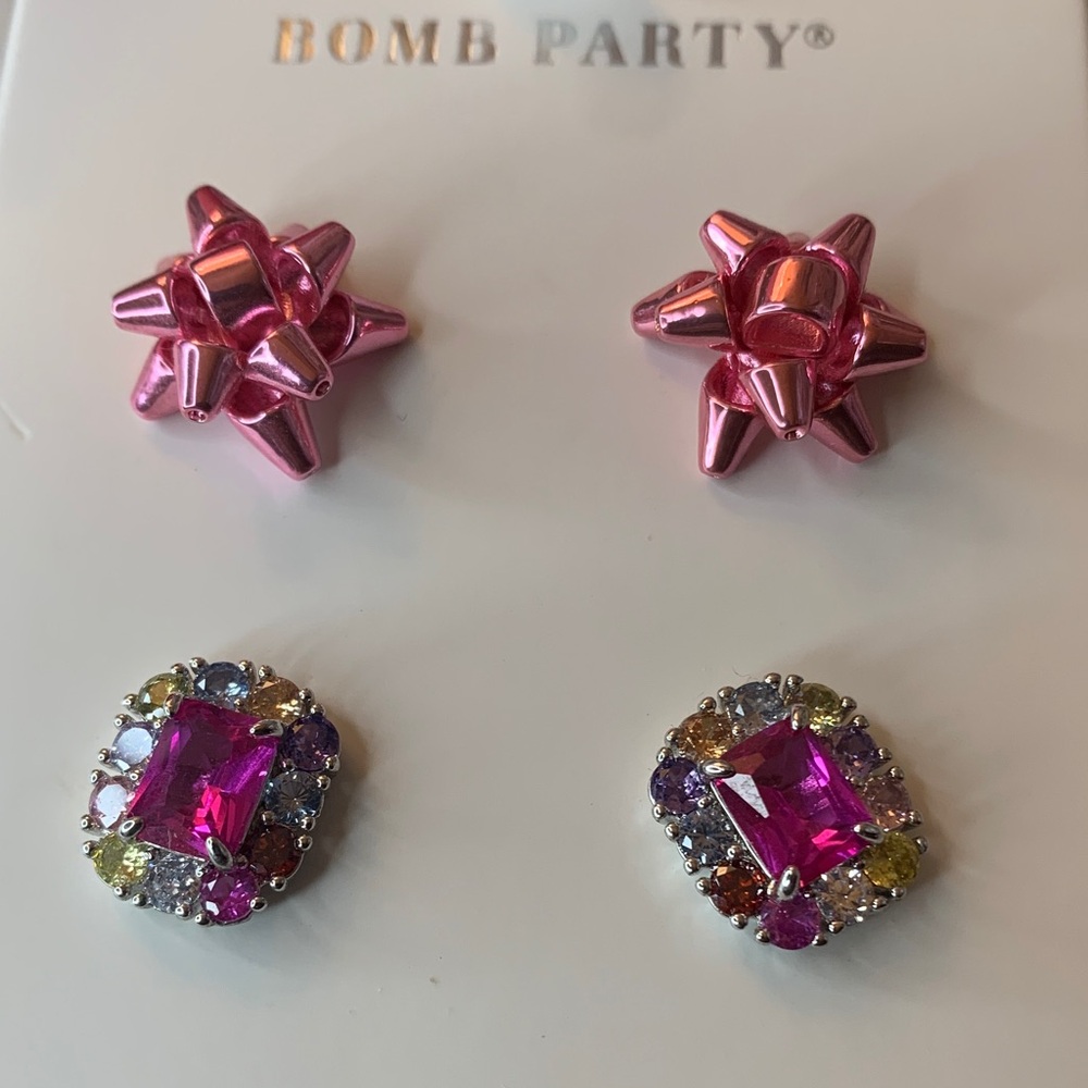 Bomb Party Pink and Multicolor Earrings Set